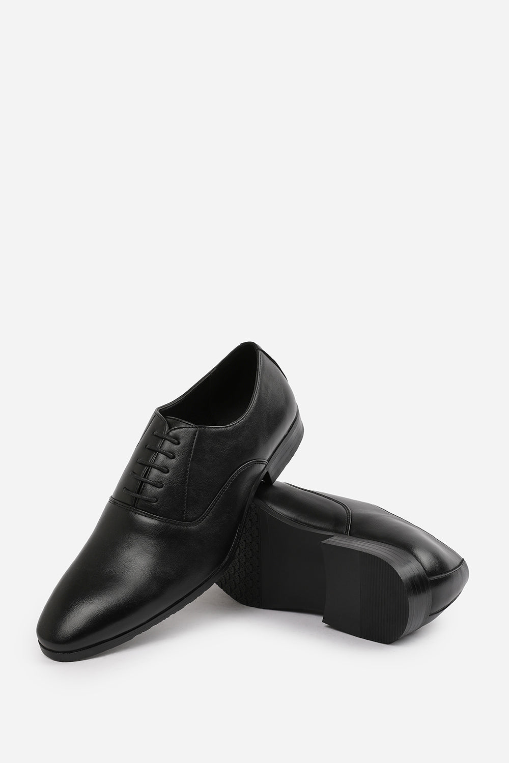 Liam Black Faux Leather Oxford Lace Up Formal Work Shoes