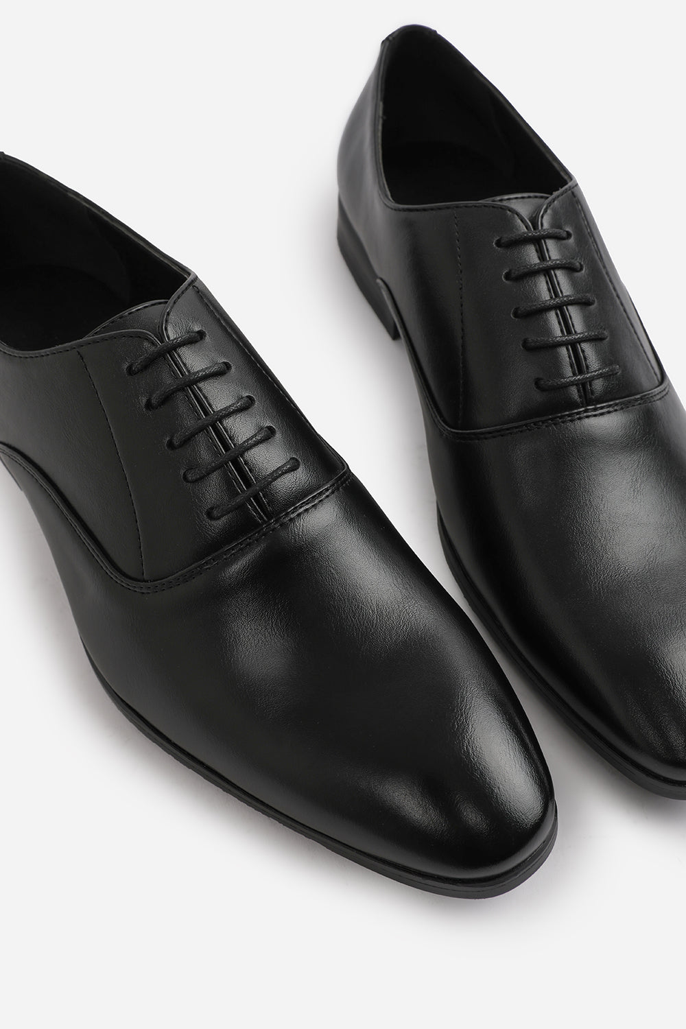 Liam Black Faux Leather Oxford Lace Up Formal Work Shoes