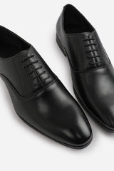 Liam Black Faux Leather Oxford Lace Up Formal Work Shoes