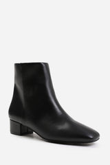 Iverna Black Square Toe Low Block Heeled Ankle Boot