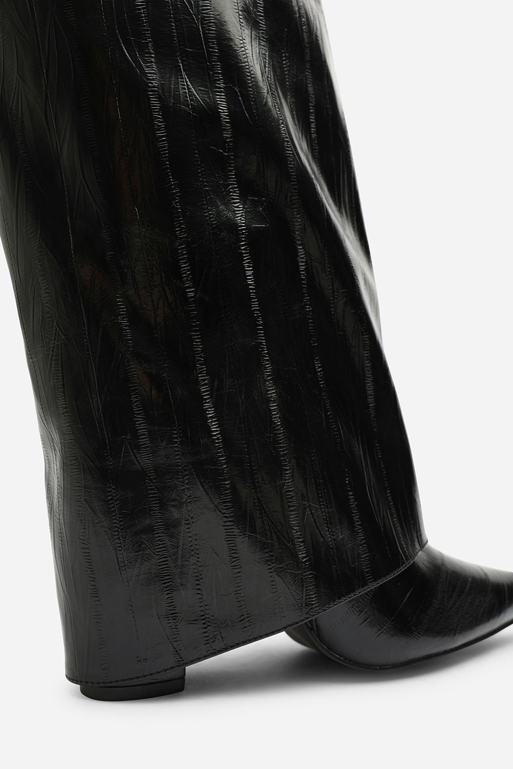 Keira Fold Over Shark Block Heel Pointed Toe Boots