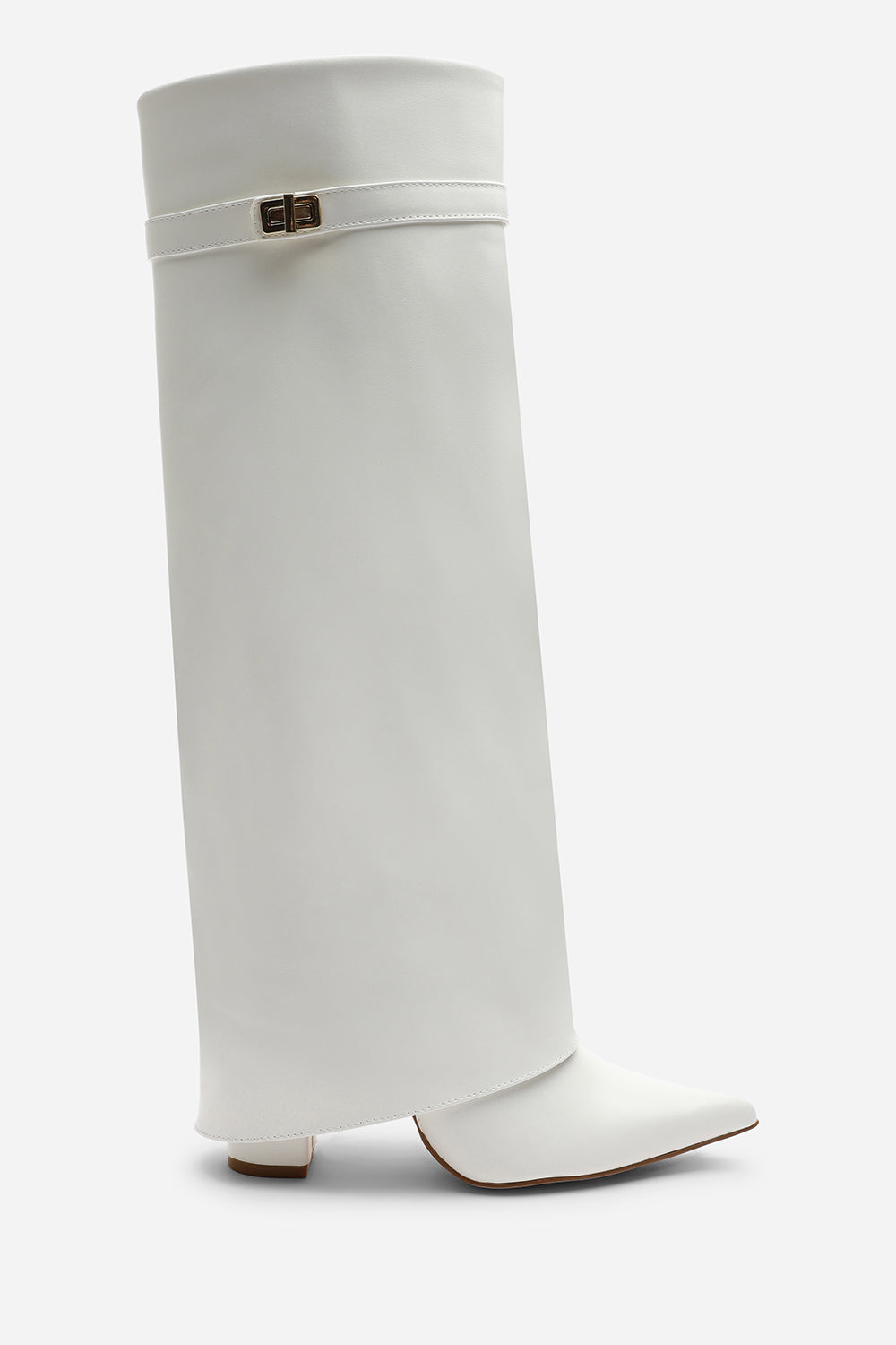 Keira Fold Over Shark Block Heel Point Toe Boots