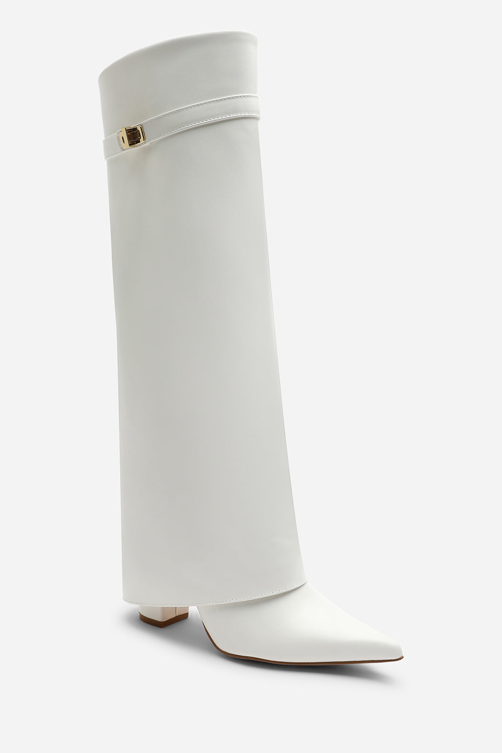 Keira Fold Over Shark Block Heel Point Toe Boots