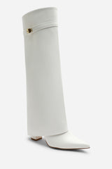 Keira Fold Over Shark Block Heel Point Toe Boots