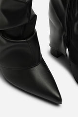 Kylis Ruched Shark Fold Down Calf Boot With Lock Detail