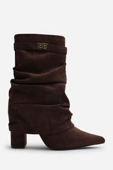 Kylis Ruched Shark Fold Down Calf Boot With Lock Detail