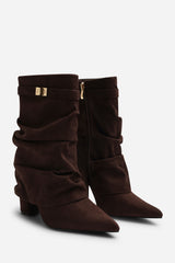 Kylis Ruched Shark Fold Down Calf Boot With Lock Detail