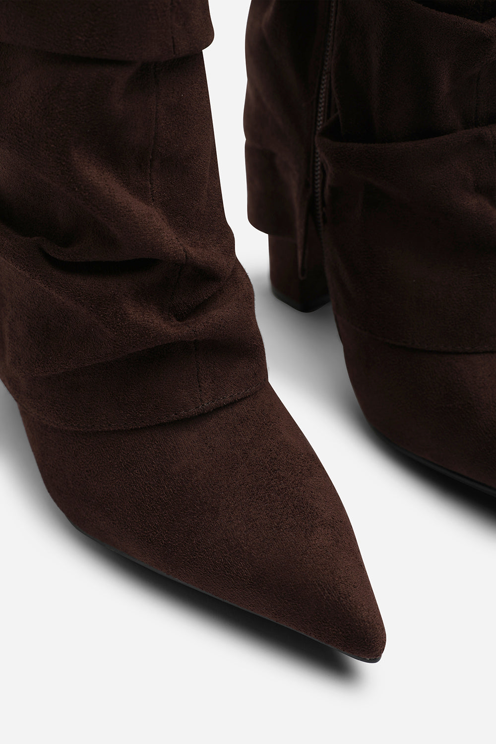 Kylis Ruched Shark Fold Down Calf Boot With Lock Detail