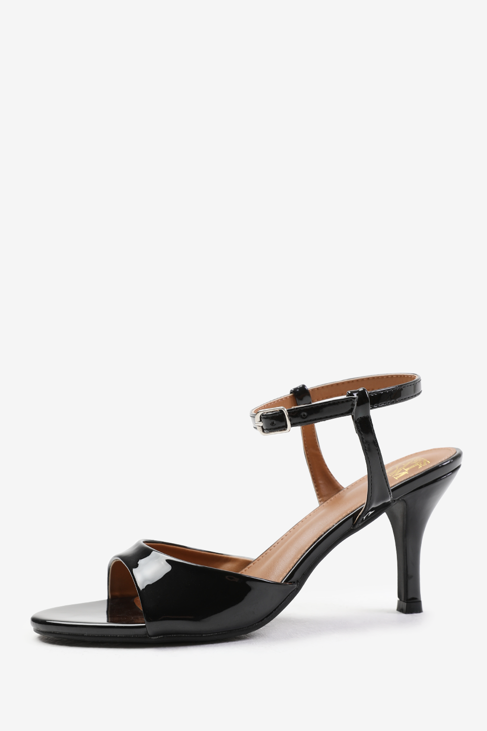 ALABAMA MID HEEL WITH ANKLE STRAP IN BLACK PATENT