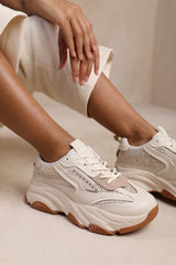 GROOVE CHUNKY SOLE DIAMANTE DETAIL TRAINER IN CREAM