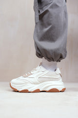 DOWNTOWN CHUNKY SOLE TRAINER IN CREAM FAUX LEATHER