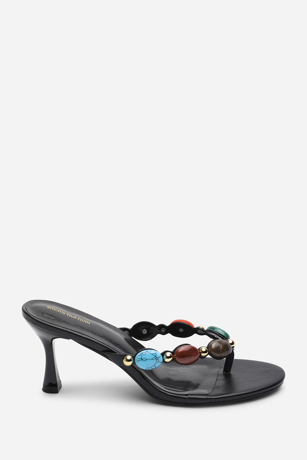 Electra Jewel Embellished Black Heeled Sandals