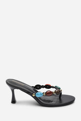 Electra Jewel Embellished Black Heeled Sandals
