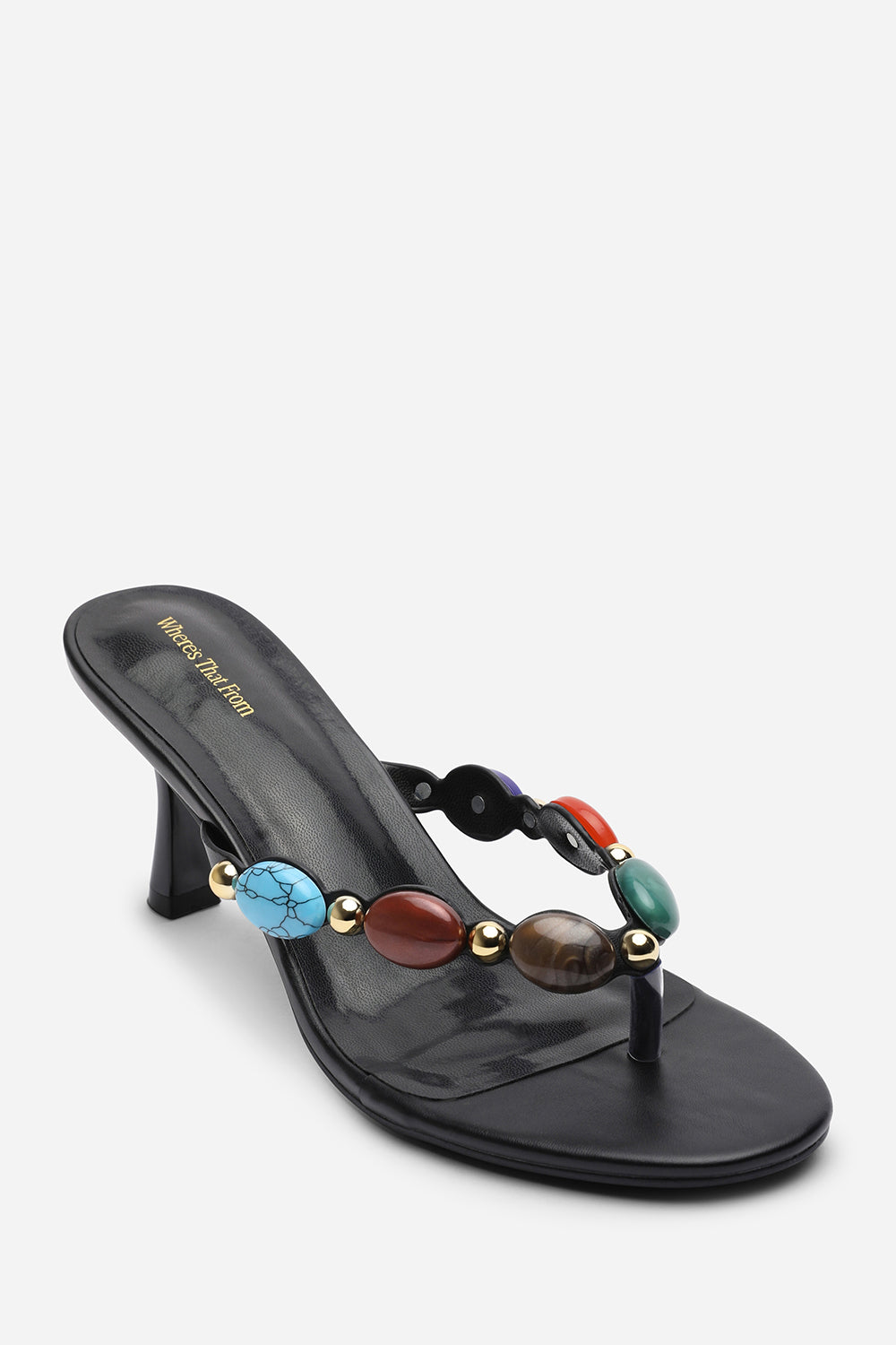 Electra Jewel Embellished Black Heeled Sandals