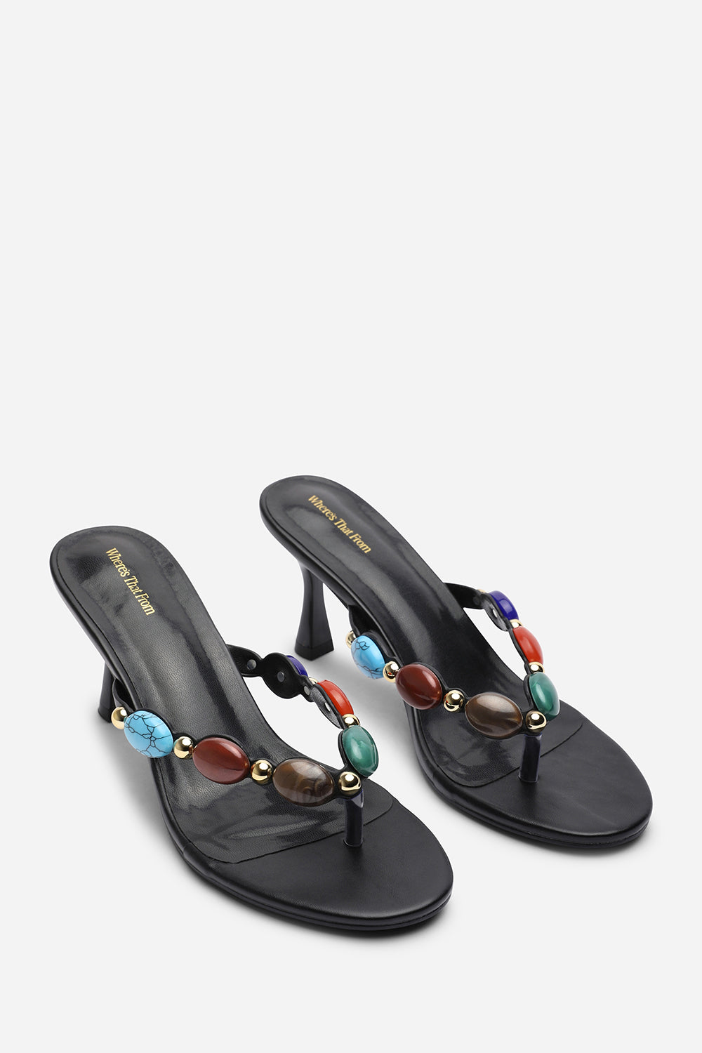 Electra Jewel Embellished Black Heeled Sandals