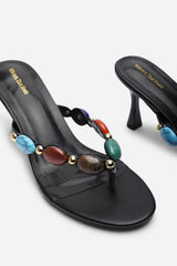Electra Jewel Embellished Black Heeled Sandals