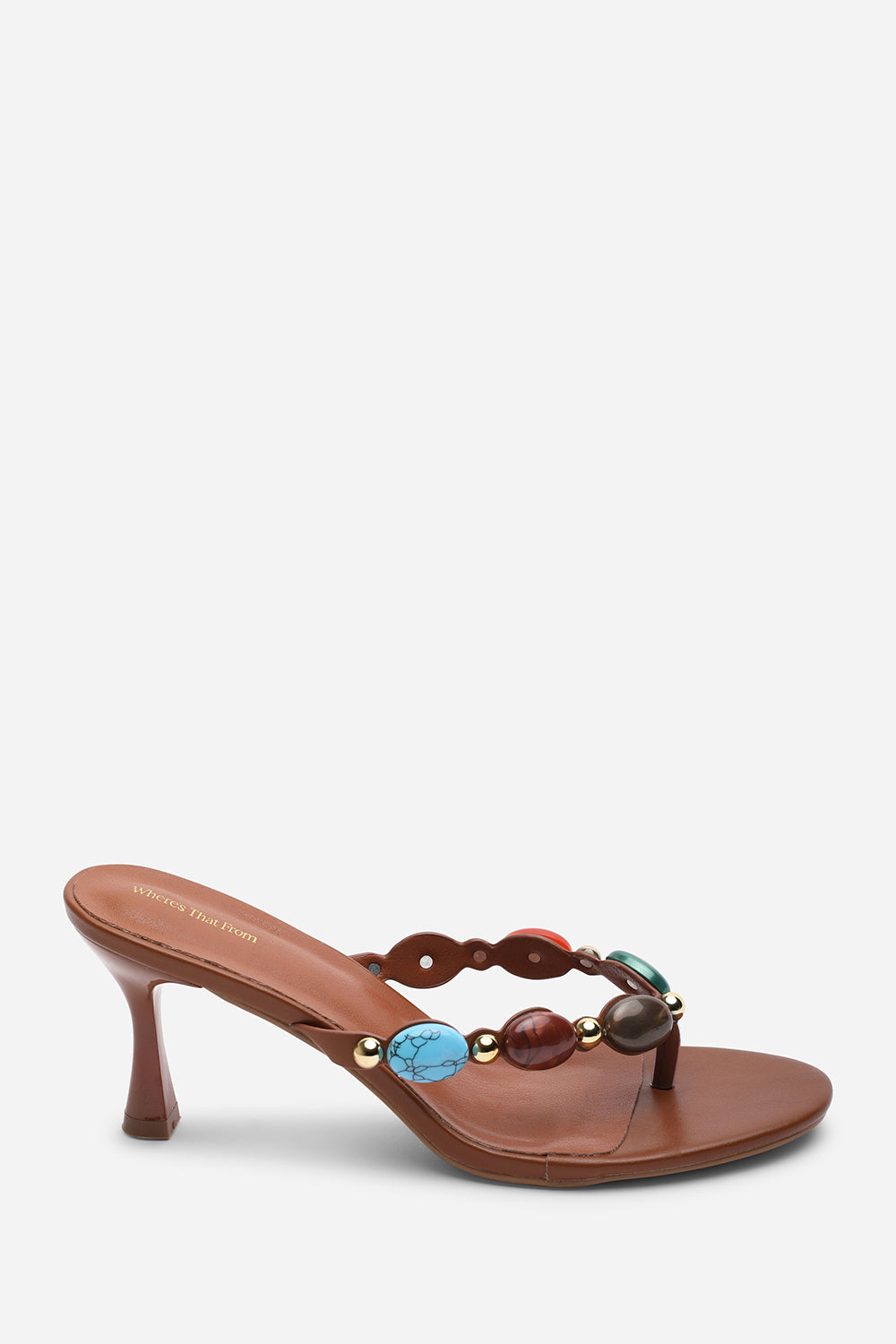 Electra Jewel Embellished Tan Heeled Sandals