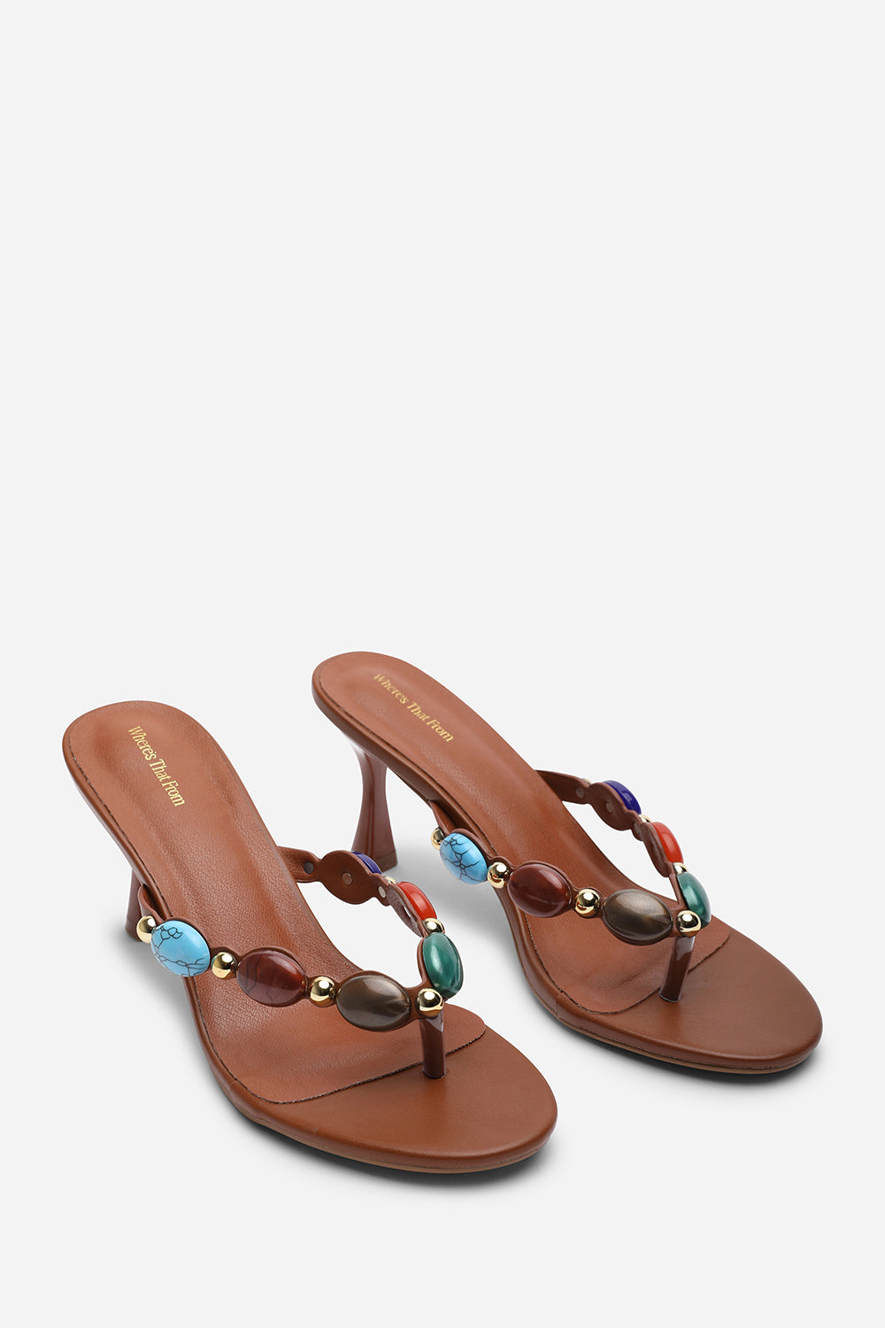 Electra Jewel Embellished Tan Heeled Sandals