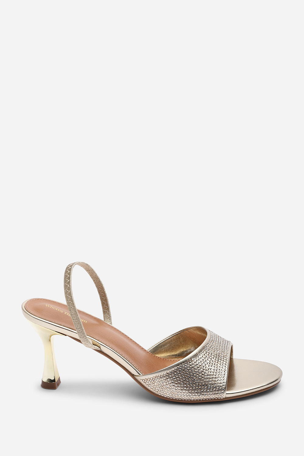 Harmony Gold Open Toe Mid Heel Sandal with Sling back