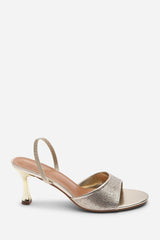 Harmony Gold Open Toe Mid Heel Sandal with Sling back