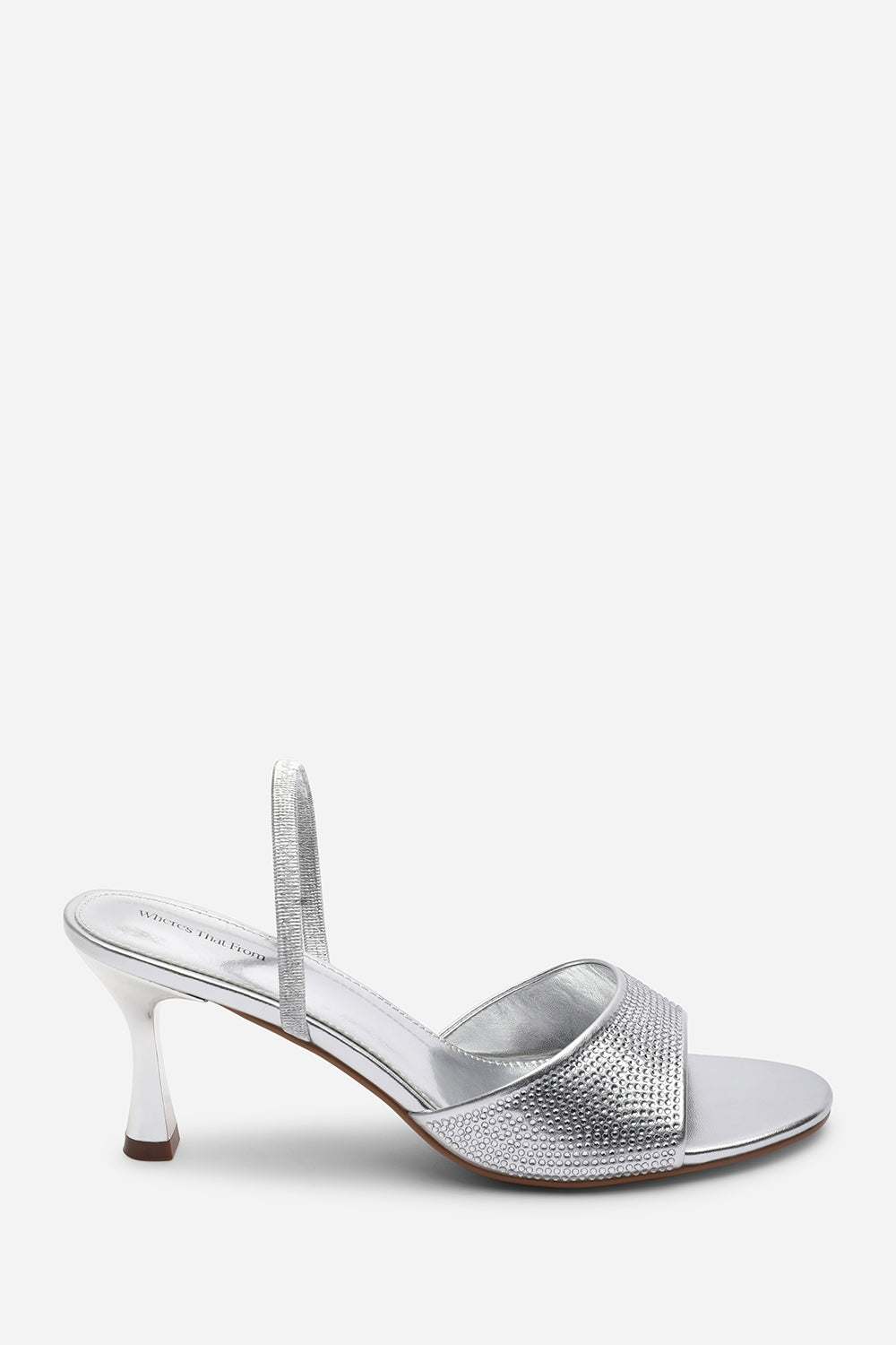 Harmony Silver Open Toe Mid Heel Sandal with Sling back