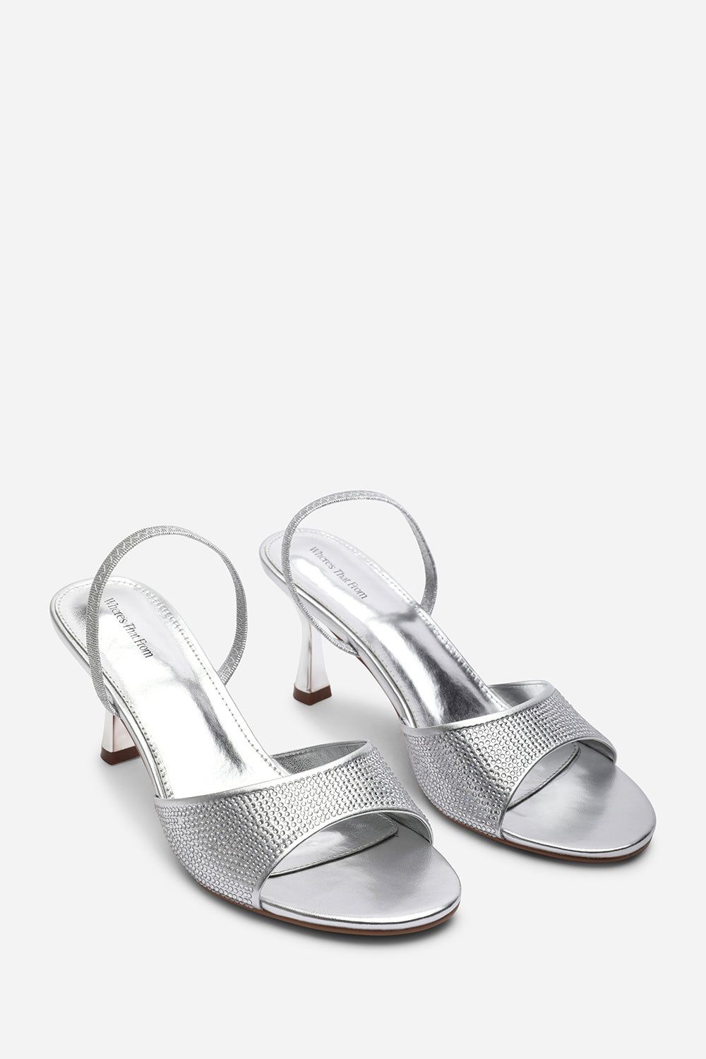 Harmony Silver Open Toe Mid Heel Sandal with Sling back