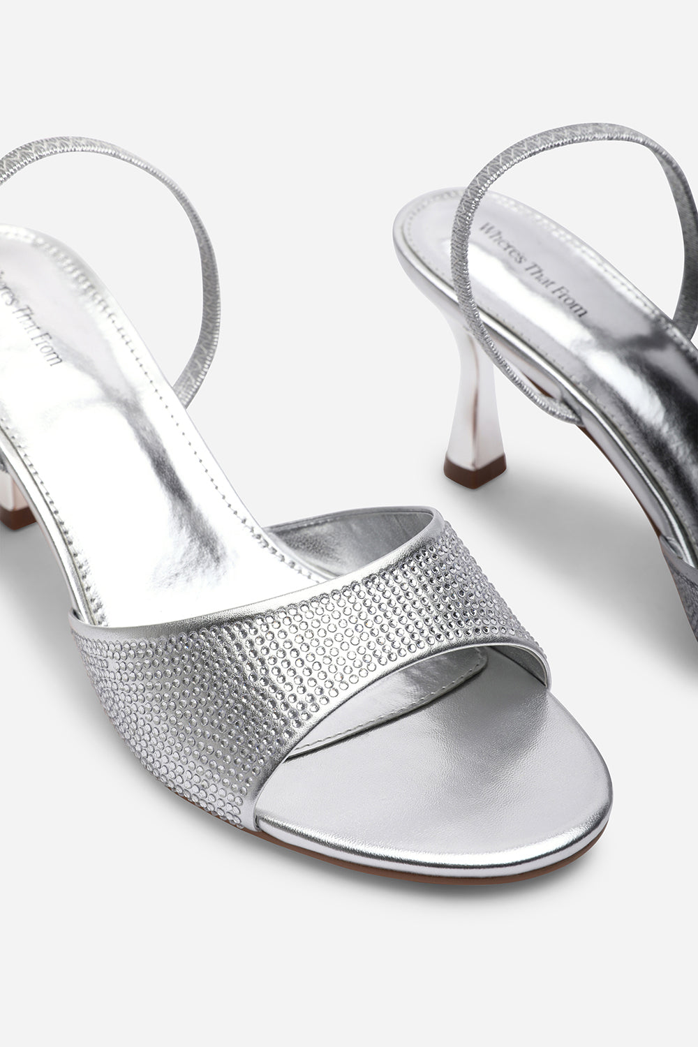 Harmony Silver Open Toe Mid Heel Sandal with Sling back