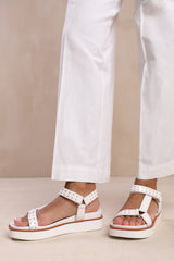 HAWAII WIDE FIT MULTI STRAP SANDAL WITH STUD DETAIL IN WHITE