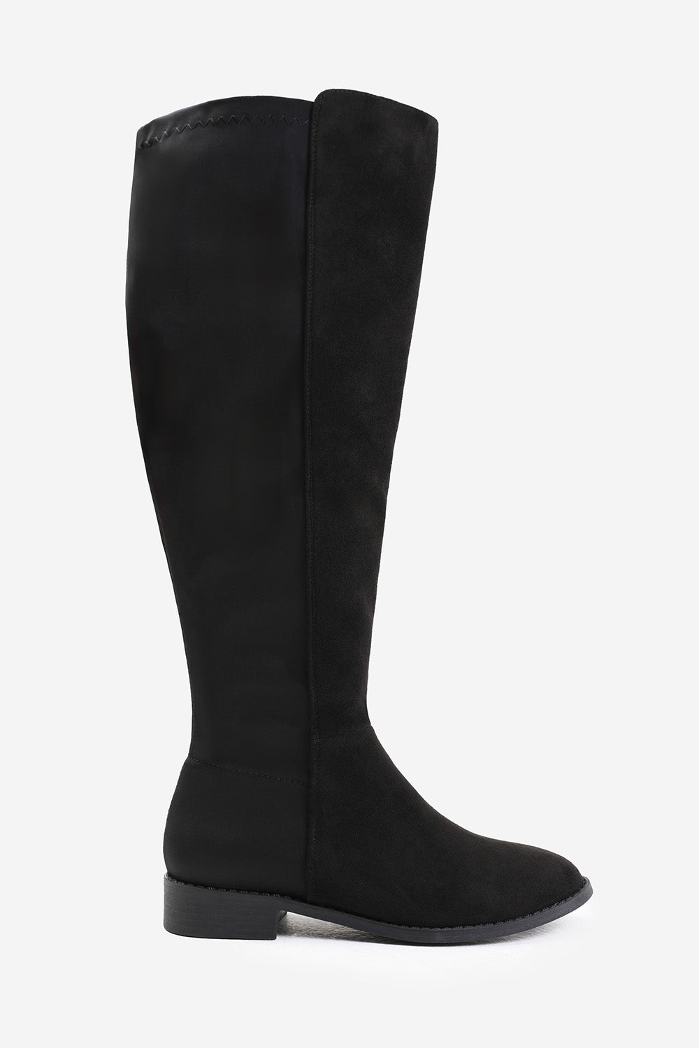 DIEM STRETCH WIDE CALF OVER THE KNEE BOOTS IN WIDE E FIT IN BLACK SUEDE