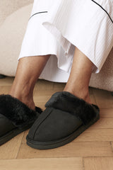 Qivana Mule Slipper With Faux Fur Trim