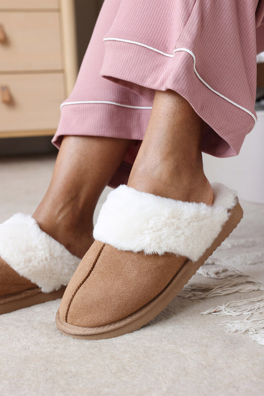Qivana Mule Slipper With Faux Fur Trim