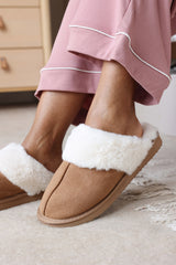 Qivana Mule Slipper With Faux Fur Trim