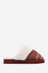 Ciara Red Faux Fur Trim Mule Slipper