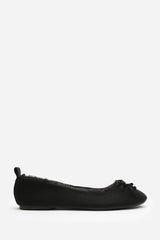 Cassia Ballet Slippers with Black Faux Fur Lining and Bow detail