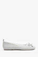 Cassia Ballet Slippers with Grey Faux Fur Lining and Bow detail