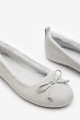 Cassia Ballet Slippers with Grey Faux Fur Lining and Bow detail