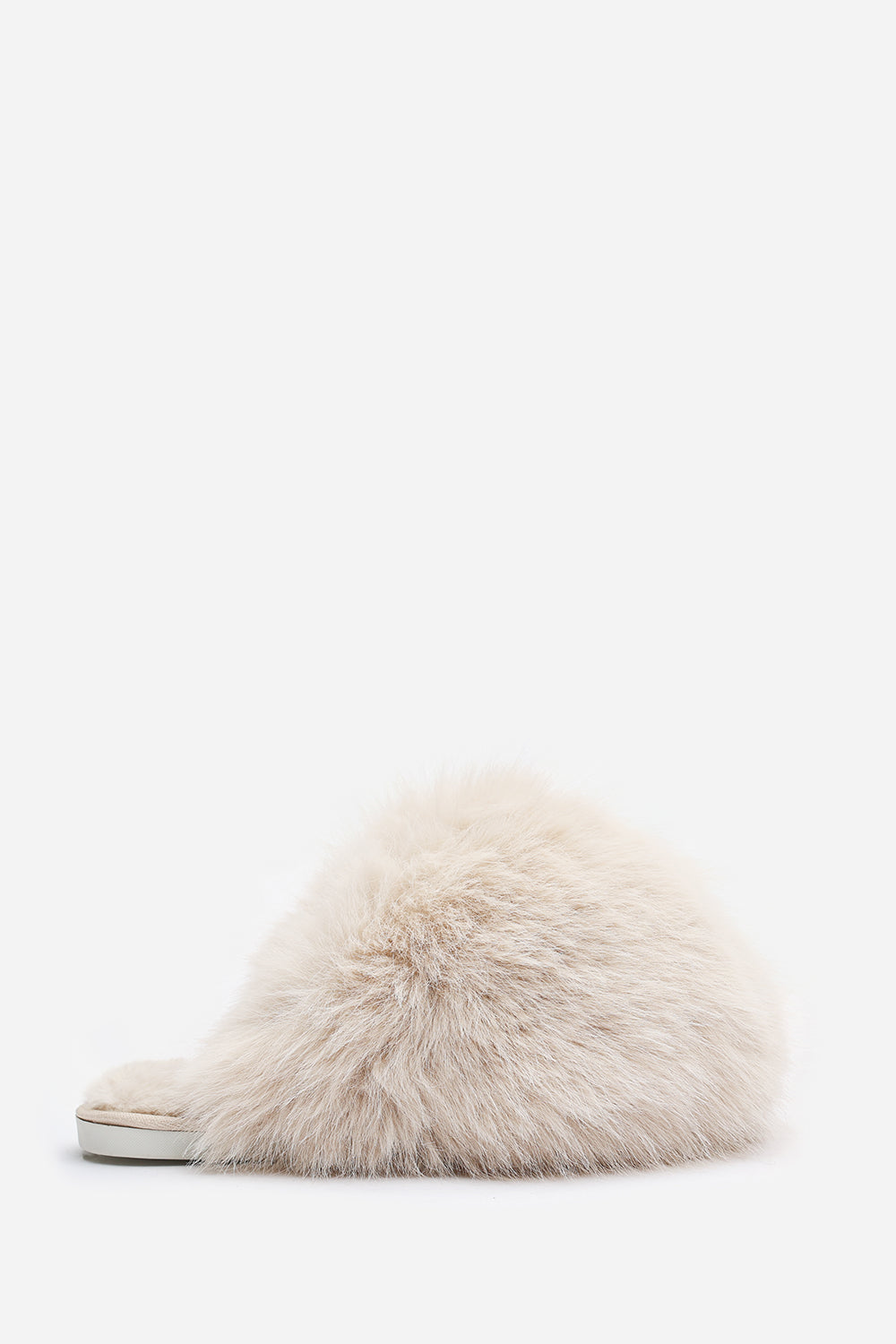 Inez Ultimate Fluffy Beige Faux Fur Mule Slippers