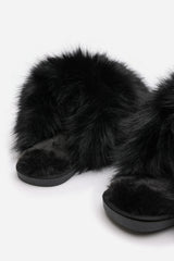 Inez Ultimate Fluffy Black Faux Fur Mule Slippers