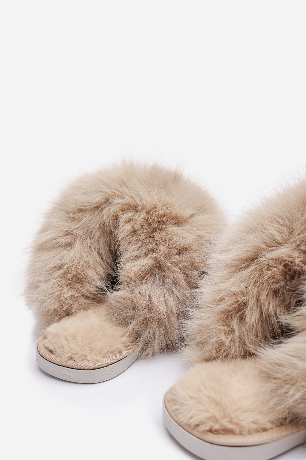 Inez Ultimate Fluffy Camel Faux Fur Mule Slippers