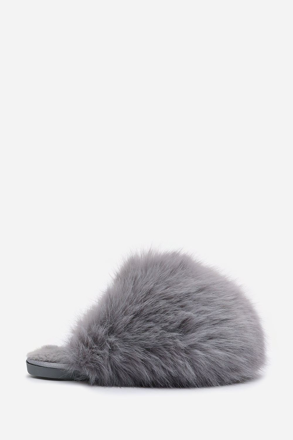 Inez Ultimate Fluffy Grey Faux Fur Mule Slippers