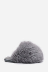 Inez Ultimate Fluffy Grey Faux Fur Mule Slippers