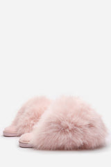 Inez Ultimate Fluffy Pink Faux Fur Mule Slippers