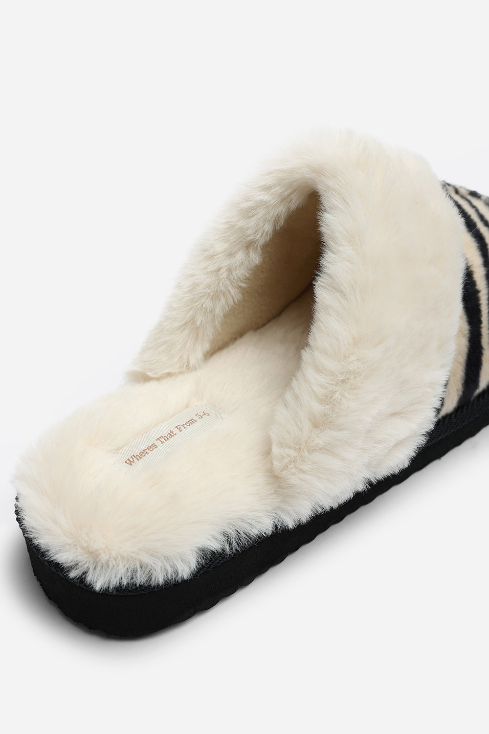 Delsa Zebra Faux Fur Trim Mule Slippers