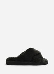 Ravixa Cross Over Fluffy Fur Slider Slippers