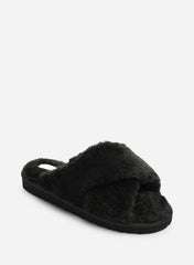 Ravixa Cross Over Fluffy Fur Slider Slippers
