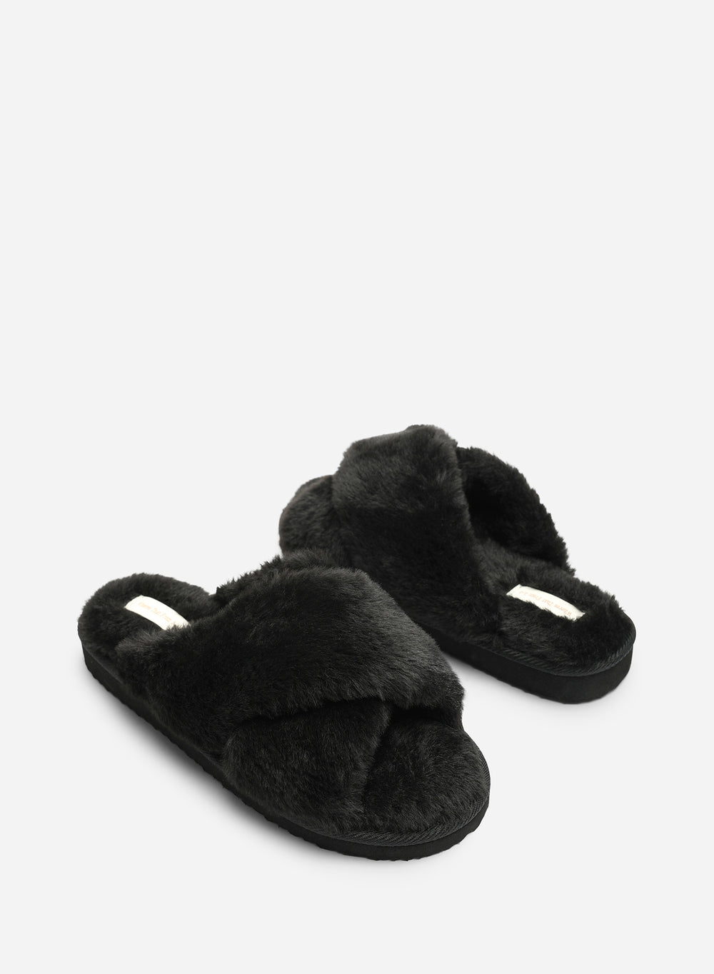 Ravixa Cross Over Fluffy Fur Slider Slippers