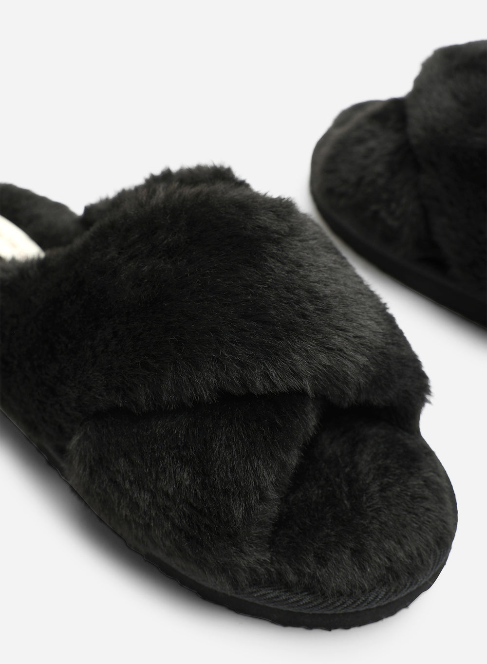 Ravixa Cross Over Fluffy Fur Slider Slippers