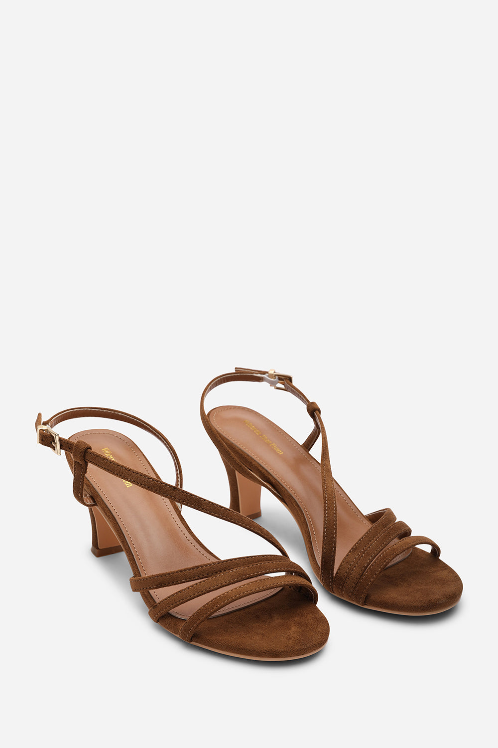 Mykonos Multi Strap Slingback Cognac Suede Low Block Heel