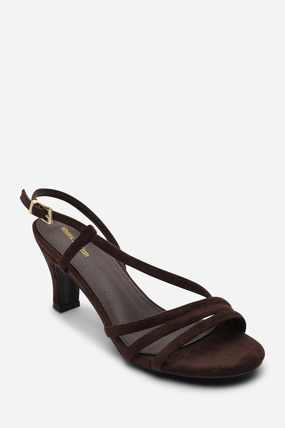 Mykonos Multi Strap Slingback Dark Brown Suede Low Block Heel