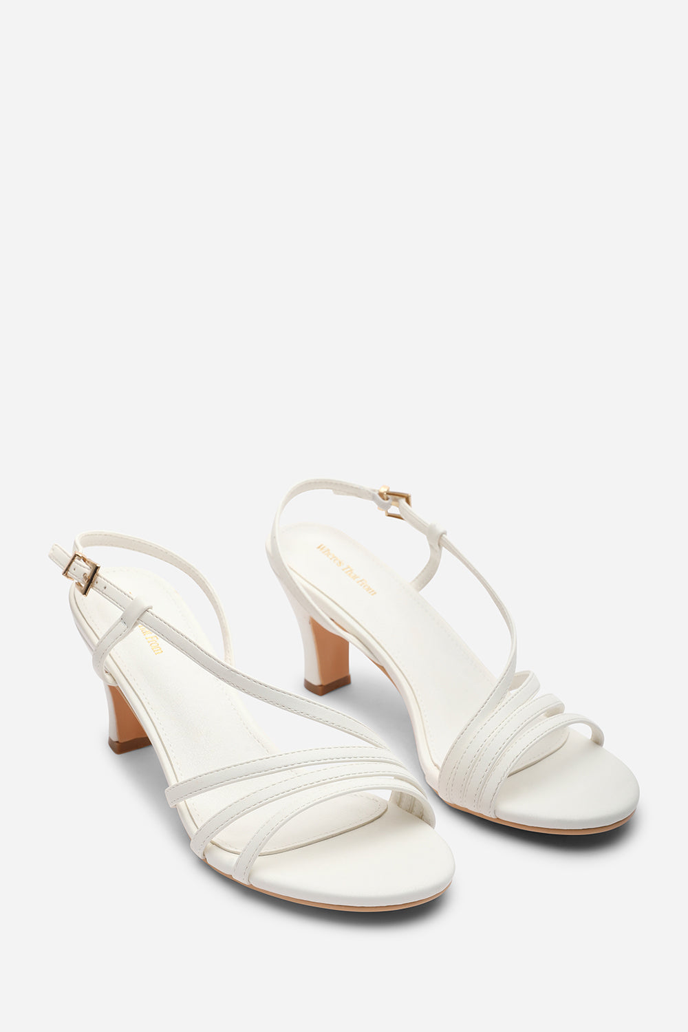 Mykonos Multi Strap Slingback White Suede Low Block Heel